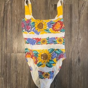 Vintage Sunflower BathingSuit One Piece